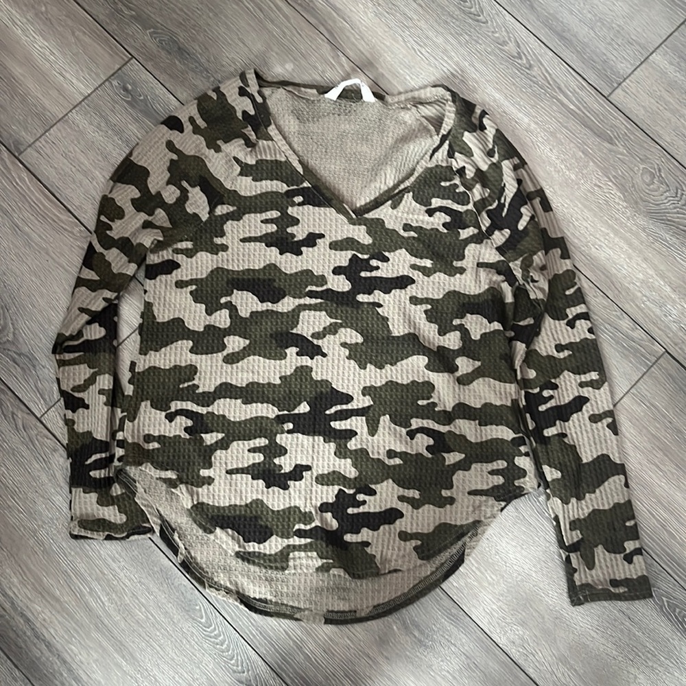 MM77 Bluenotes green camo waffle knit long sleeve